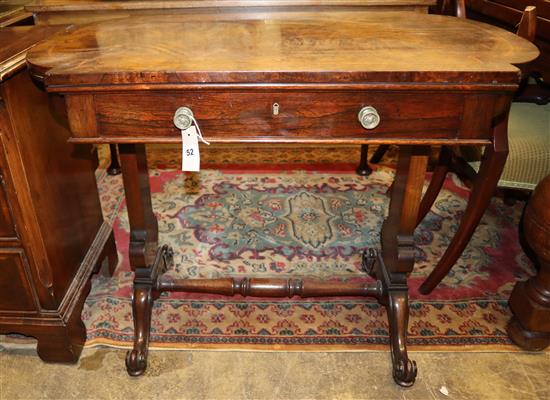 A Victorian Holland and Sons walnut and rosewood side table, Width 92cm